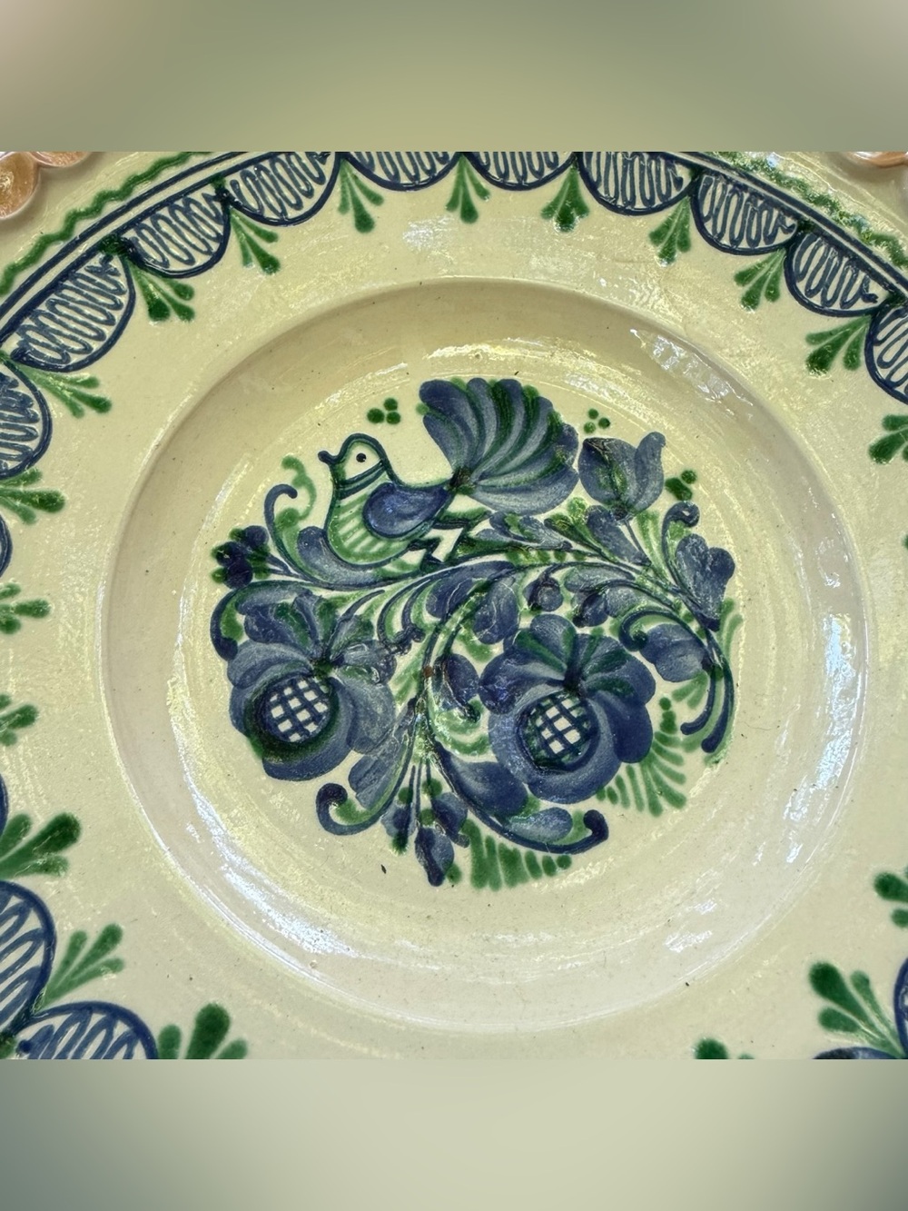 Vintage Hungarian Plate Blue Bird Floral Signed - Picture 2 of 7